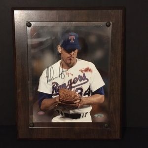 Texas Rangers Nolan Ryan signed photo plaque